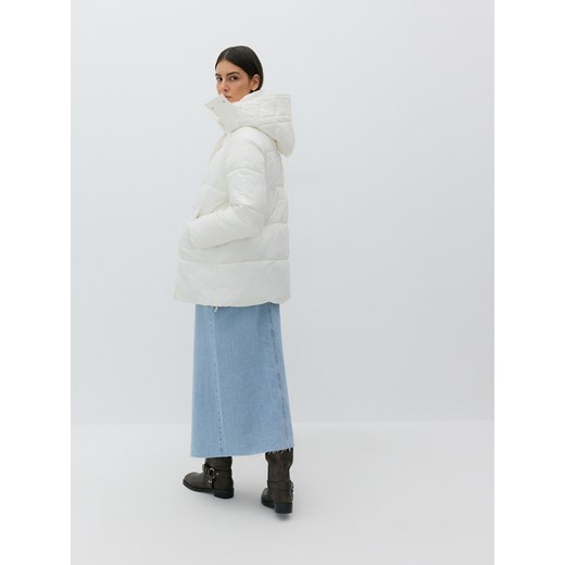 Reserved - Pikowana kurtka z kapturem - kremowy Reserved M Reserved