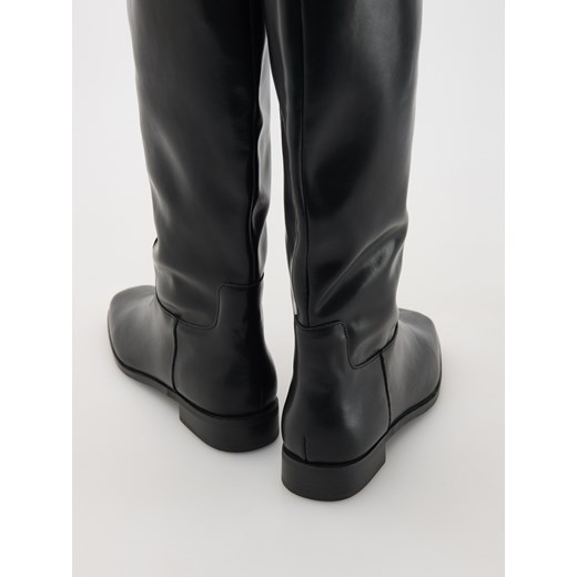 Reserved - Skórzane kozaki z paskami - czarny Reserved 40 Reserved