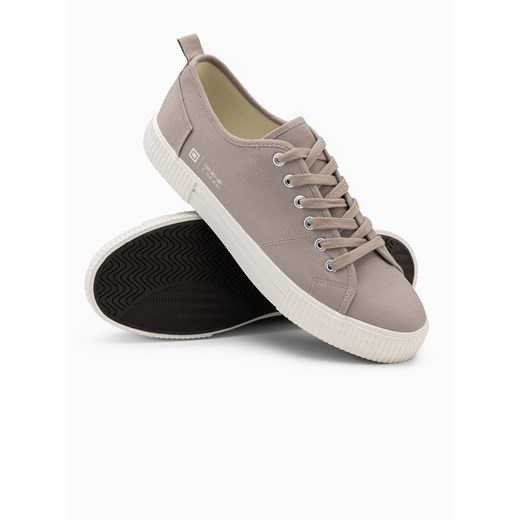 Klasyczne niskie trampki męskie BASIC - popielate V1 OM-FOTL-0145 ze sklepu ombre w kategorii Trampki męskie - zdjęcie 176323105