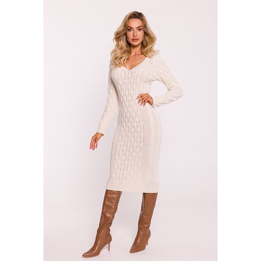 made of emotion Sukienka dzianinowa w kolorze kremowym onesize okazja Limango Polska