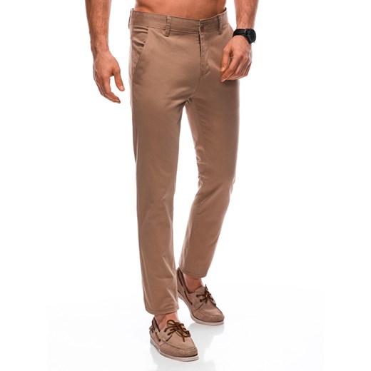 Spodnie męskie chino 1355P - camel ze sklepu Edoti w kategorii Spodnie męskie - zdjęcie 176326207