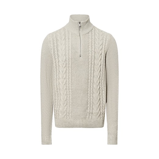 Jack & Jones Męski sweter - JJCraig Mężczyźni Sztuczne włókno écru marmurkowy ze sklepu vangraaf w kategorii Swetry męskie - zdjęcie 176327656