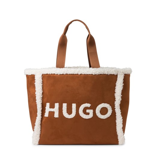 HUGO Sprzedawca damski - Becky Kobiety koniakowy jednolity ze sklepu vangraaf w kategorii Torby Shopper bag - zdjęcie 176327719