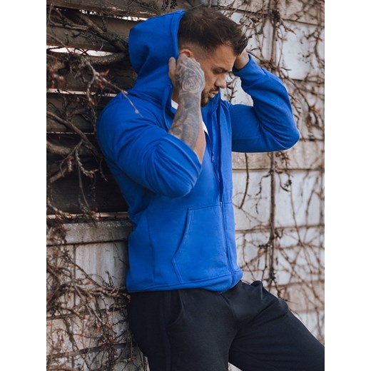 Bluza męska z kapturem jasnoniebieska Dstreet BX5229z ze sklepu DSTREET.PL w kategorii Bluzy męskie - zdjęcie 176328278