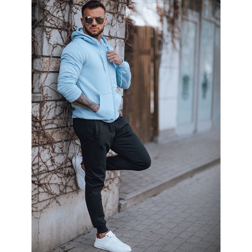 Dres męski błękitno-czarny Dstreet AX0741 ze sklepu DSTREET.PL w kategorii Dresy męskie - zdjęcie 176328348
