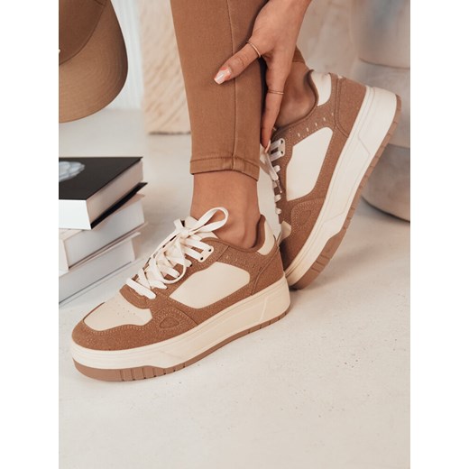 Sneakersy damskie LETUR ciemnobeżowe Dstreet ZY0470 ze sklepu DSTREET.PL w kategorii Buty sportowe damskie - zdjęcie 176328408