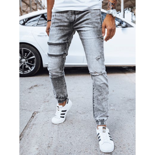 Spodnie męskie jeansowe joggery szare Dstreet UX4039 ze sklepu DSTREET.PL w kategorii Jeansy męskie - zdjęcie 176328415