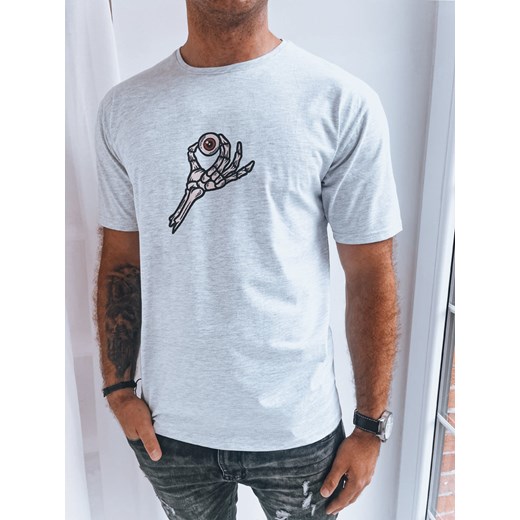 Jasnoszara koszulka męska z nadrukiem Dstreet RX5282 ze sklepu DSTREET.PL w kategorii T-shirty męskie - zdjęcie 176328535