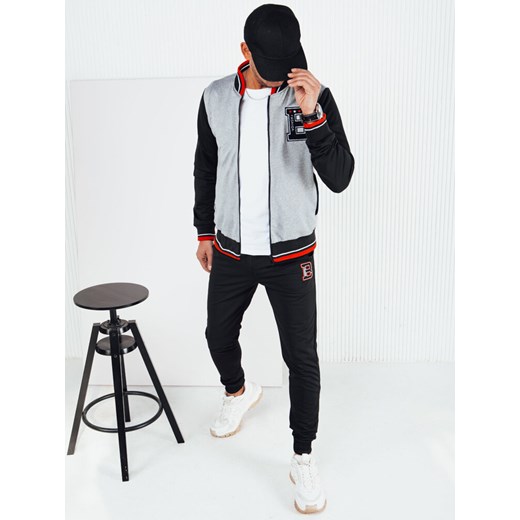 Dres męski szaro-czarny Dstreet AX0767 ze sklepu DSTREET.PL w kategorii Dresy męskie - zdjęcie 176328697