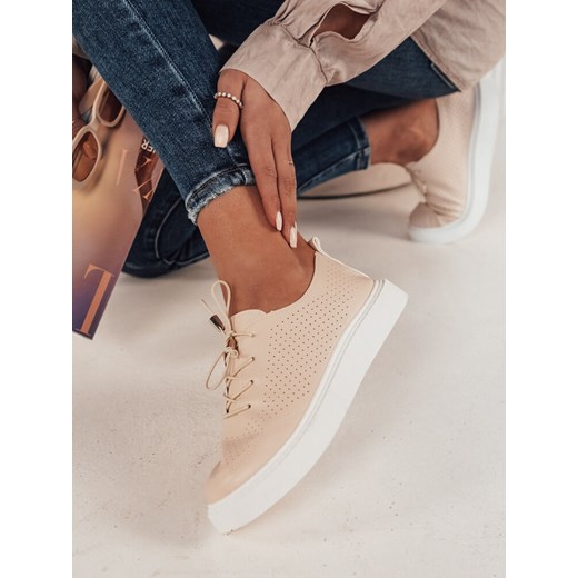 Buty damskie JUNCO beżowe Dstreet ZY0467 ze sklepu DSTREET.PL w kategorii Buty sportowe damskie - zdjęcie 176328776