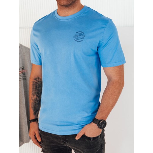 Koszulka męska z nadrukiem jasnoniebieska Dstreet RX5417 ze sklepu DSTREET.PL w kategorii T-shirty męskie - zdjęcie 176328836