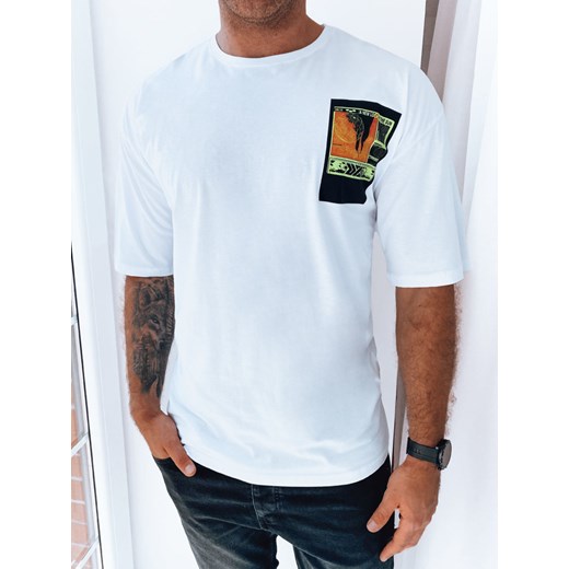 T-shirt męski z nadrukiem biały Dstreet RX5301 ze sklepu DSTREET.PL w kategorii T-shirty męskie - zdjęcie 176328857