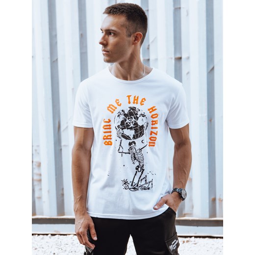T-shirt męski z nadrukiem biały Dstreet RX5619 ze sklepu DSTREET.PL w kategorii T-shirty męskie - zdjęcie 176329165