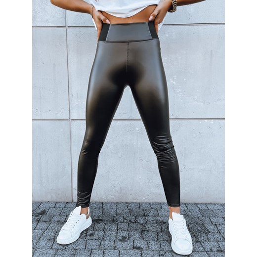 Legginsy damskie woskowane ESTATE czarne Dstreet UY1704 ze sklepu DSTREET.PL w kategorii Spodnie damskie - zdjęcie 176329338