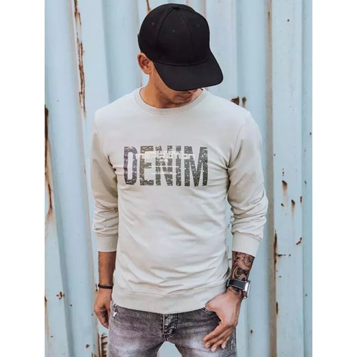 Bluza męska z nadrukiem beżowa Dstreet BX5357 ze sklepu DSTREET.PL w kategorii Bluzy męskie - zdjęcie 176329376