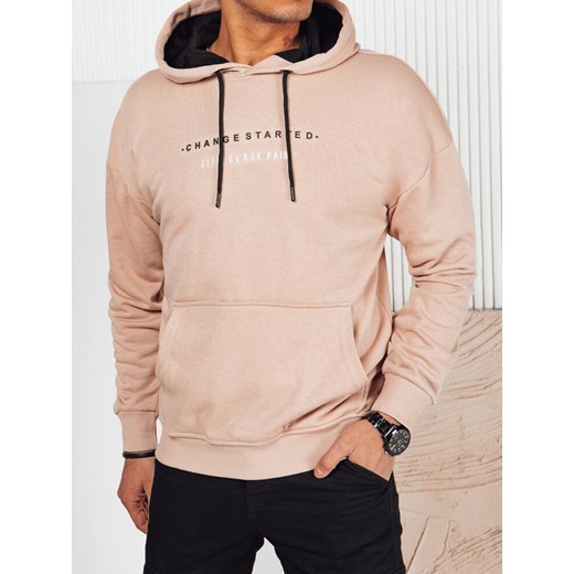 Bluza męska z nadrukiem beżowa Dstreet BX5722 ze sklepu DSTREET.PL w kategorii Bluzy męskie - zdjęcie 176329499