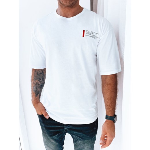 T-shirt męski z nadrukiem biały Dstreet RX5302 ze sklepu DSTREET.PL w kategorii T-shirty męskie - zdjęcie 176330007