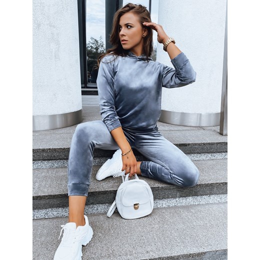 Grafitowy damski komplet welurowy SO COMFY Dstreet AY0885 ze sklepu DSTREET.PL w kategorii Dresy damskie - zdjęcie 176330385