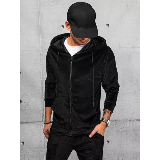 Bluza męska welurowa czarna Dstreet BX5544 ze sklepu DSTREET.PL w kategorii Bluzy męskie - zdjęcie 176330556