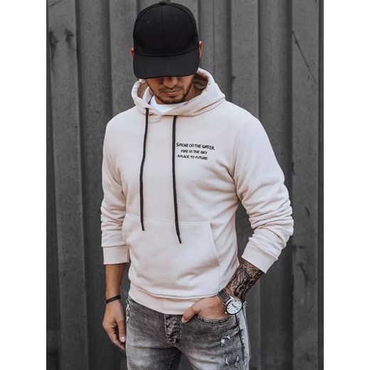 Bluza męska ecru Dstreet BX5461 ze sklepu DSTREET.PL w kategorii Bluzy męskie - zdjęcie 176331125