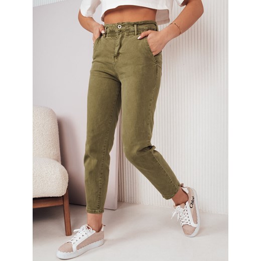 Spodnie damskie mom fit FINN zielone Dstreet UY1594 ze sklepu DSTREET.PL w kategorii Spodnie damskie - zdjęcie 176331259