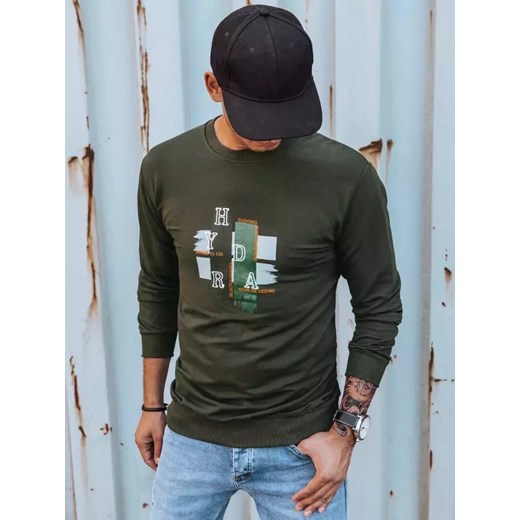 Bluza męska z nadrukiem khaki Dstreet BX5351 ze sklepu DSTREET.PL w kategorii Bluzy męskie - zdjęcie 176331278