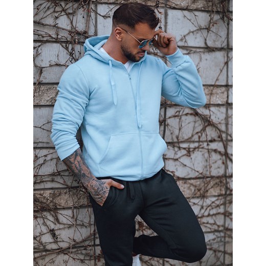 Bluza męska z kapturem błękitna Dstreet BX4246z ze sklepu DSTREET.PL w kategorii Bluzy męskie - zdjęcie 176331535
