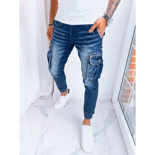 Joggery męskie jeansowe bojówki granatowe Dstreet UX3998 ze sklepu DSTREET.PL w kategorii Spodnie męskie - zdjęcie 176331599
