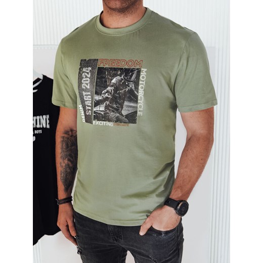 Koszulka męska z nadrukiem zielona Dstreet RX5465 ze sklepu DSTREET.PL w kategorii T-shirty męskie - zdjęcie 176331815