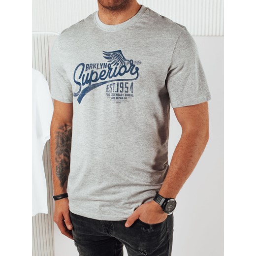 Koszulka męska z nadrukiem szara Dstreet RX5365 ze sklepu DSTREET.PL w kategorii T-shirty męskie - zdjęcie 176332135