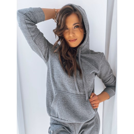 Bluza damska BASIC z kapturem antracytowa BY0172z ze sklepu DSTREET.PL w kategorii Bluzy damskie - zdjęcie 176332326