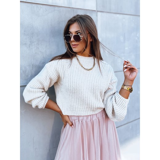 Sweter damski oversize BILLIS jasnobeżowy Dstreet MY2232 ze sklepu DSTREET.PL w kategorii Swetry damskie - zdjęcie 176332405