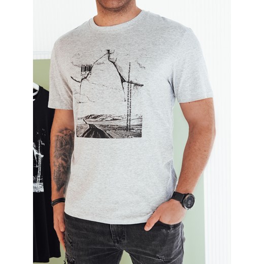 Koszulka męska z nadrukiem szara Dstreet RX5501 ze sklepu DSTREET.PL w kategorii T-shirty męskie - zdjęcie 176332969