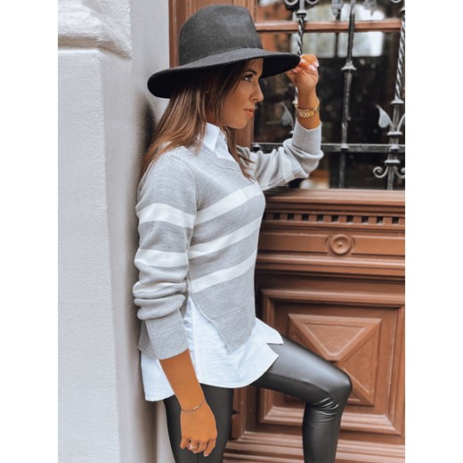 Sweter damski w paski ASTRIDA szary Dstreet MY2224 ze sklepu DSTREET.PL w kategorii Swetry damskie - zdjęcie 176333389