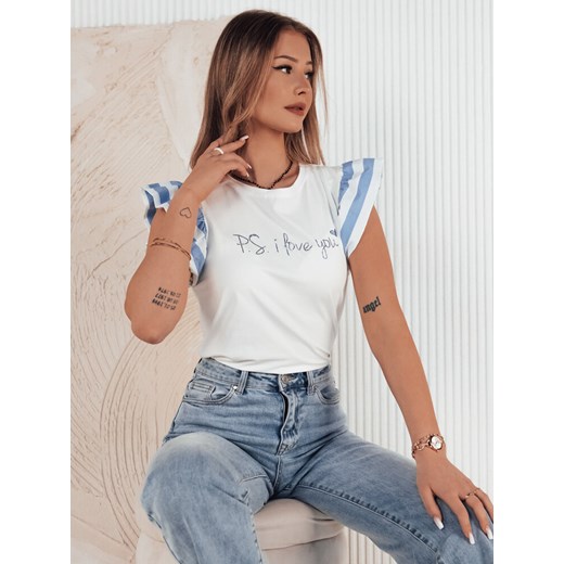 T-shirt damski AMOURI niebieski Dstreet RY2413 ze sklepu DSTREET.PL w kategorii Bluzki damskie - zdjęcie 176333525