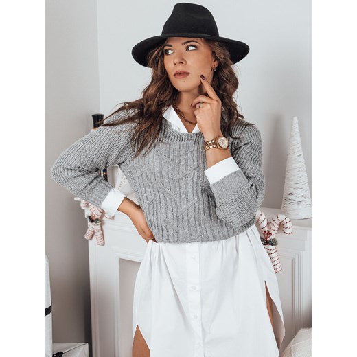 Sweter damski VALENTIS jasnoszary Dstreet MY1816 ze sklepu DSTREET.PL w kategorii Swetry damskie - zdjęcie 176333556