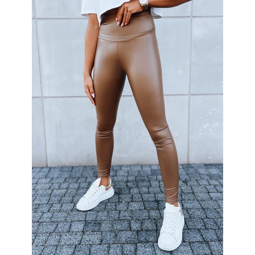 Legginsy damskie woskowane EDIT kamelowe Dstreet UY1622 ze sklepu DSTREET.PL w kategorii Spodnie damskie - zdjęcie 176333596