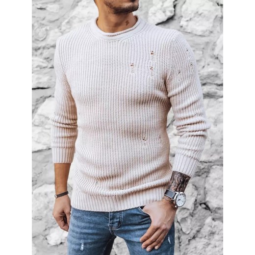Sweter męski beżowy Dstreet WX1992 ze sklepu DSTREET.PL w kategorii Swetry męskie - zdjęcie 176333845