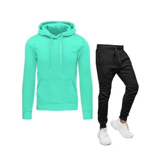 Dres męski miętowo-czarny Dstreet AX0642z ze sklepu DSTREET.PL w kategorii Dresy męskie - zdjęcie 176334239