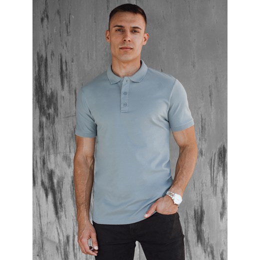 Koszulka męska polo błękitna Dstreet PX0608 ze sklepu DSTREET.PL w kategorii T-shirty męskie - zdjęcie 176334248