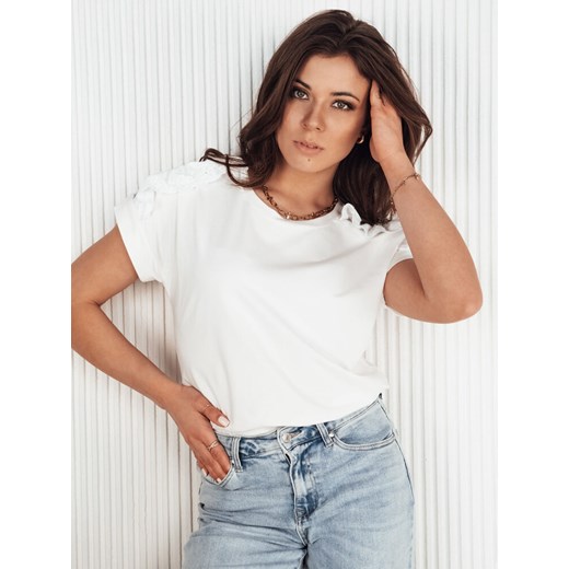 T-shirt damski boho EKOSTIA ecru Dstreet RY2345 ze sklepu DSTREET.PL w kategorii Bluzki damskie - zdjęcie 176334286