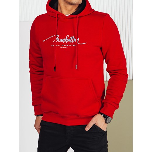 Bluza męska z kapturem czerwona Dstreet BX5702 ze sklepu DSTREET.PL w kategorii Bluzy męskie - zdjęcie 176334306