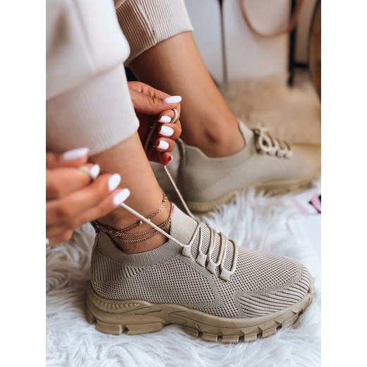 Skarpetowe sneakersy damskie STEEL THUNDER khaki Dstreet ZY0345 ze sklepu DSTREET.PL w kategorii Buty sportowe damskie - zdjęcie 176334368