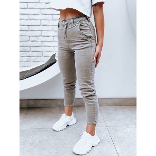 Spodnie damskie mom fit FINN beżowe Dstreet UY1593 ze sklepu DSTREET.PL w kategorii Spodnie damskie - zdjęcie 176334756