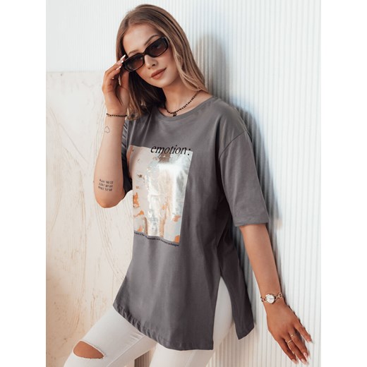 T-shirt damski EMLOT grafitowy Dstreet RY2621 ze sklepu DSTREET.PL w kategorii Bluzki damskie - zdjęcie 176334807