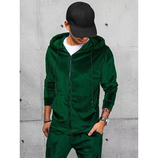 Bluza męska welurowa zielona Dstreet BX5543 ze sklepu DSTREET.PL w kategorii Bluzy męskie - zdjęcie 176335039