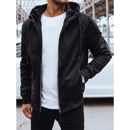 Rozpinana bluza męska ocieplana czarna Dstreet BX5627 ze sklepu DSTREET.PL w kategorii Bluzy męskie - zdjęcie 176335145