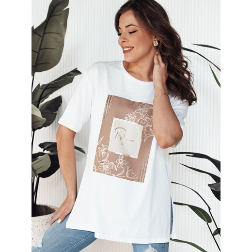T-shirt damski FAGOS biały Dstreet RY2592 ze sklepu DSTREET.PL w kategorii Bluzki damskie - zdjęcie 176335176