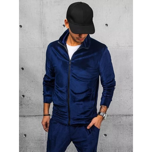 Bluza welurowa  męska granatowa Dstreet BX5537 ze sklepu DSTREET.PL w kategorii Bluzy męskie - zdjęcie 176335306