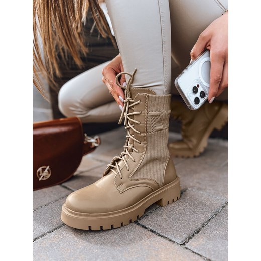 Botki damskie CALLA khaki Dstreet ZY0381 ze sklepu DSTREET.PL w kategorii Workery damskie - zdjęcie 176335378